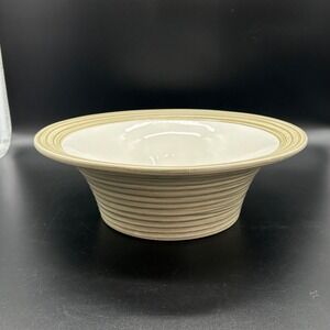 Bitossi‎ Pottery Fruit Serving Bowl Wide Rim Ribbed Texture Stripe Green